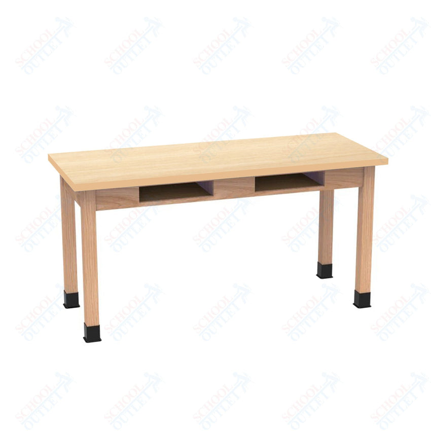 Diversified Woodcrafts Science Table w/ Book Compartment - 60" W x 21" D - Solid Oak Frame and Adjustable Glides - SchoolOutlet