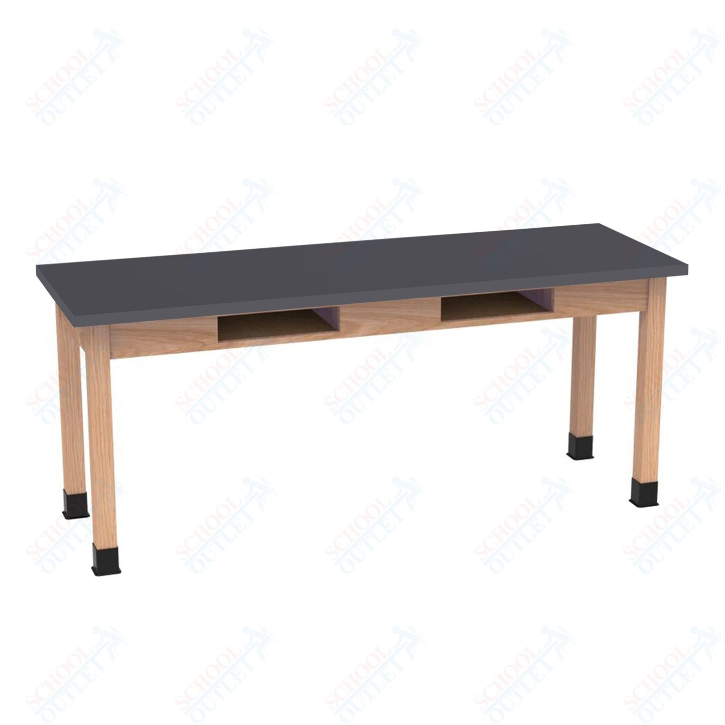 Diversified Woodcrafts Science Table w/ Book Compartment - 72" W x 24" D - Solid Oak Frame and Adjustable Glides - SchoolOutlet