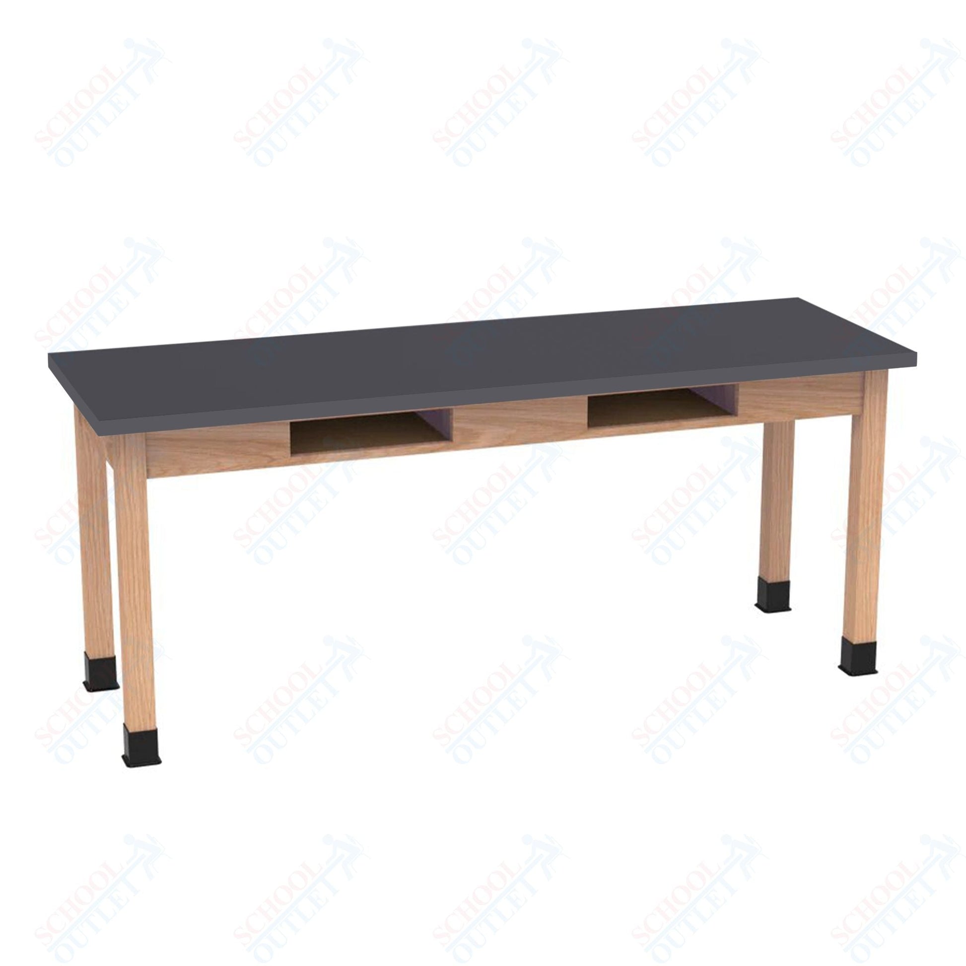 Diversified Woodcrafts Science Table w/ Book Compartment - 72" W x 24" D - Solid Oak Frame and Adjustable Glides - SchoolOutlet