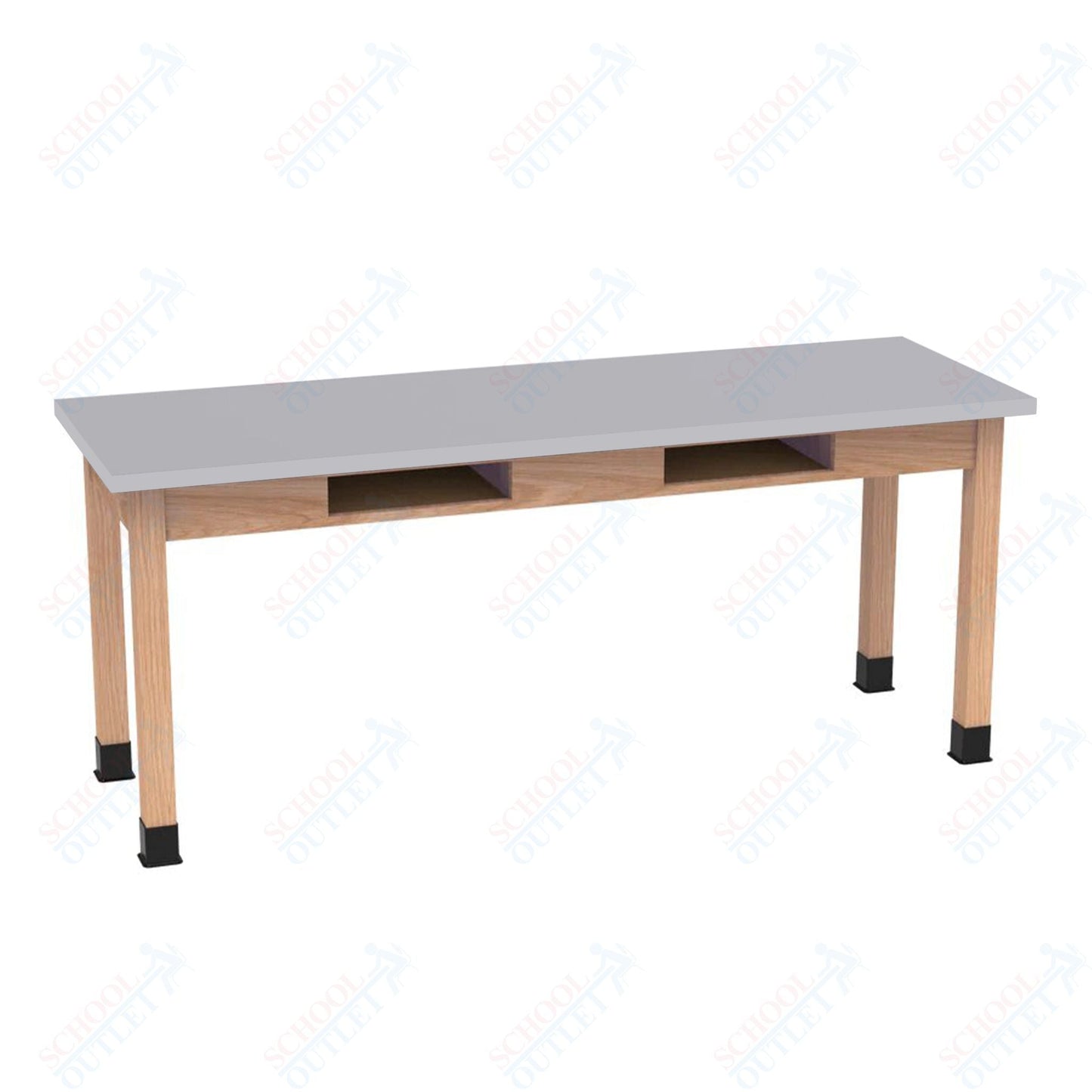 Diversified Woodcrafts Science Table w/ Book Compartment - 72" W x 24" D - Solid Oak Frame and Adjustable Glides - SchoolOutlet