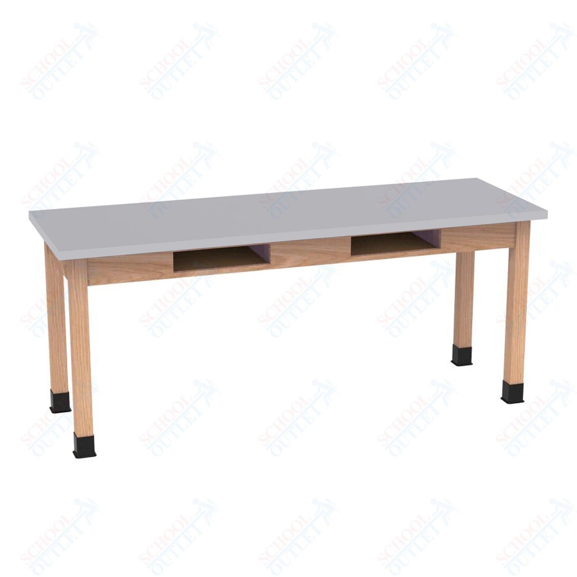 Diversified Woodcrafts Science Table w/ Book Compartment - 72" W x 24" D - Solid Oak Frame and Adjustable Glides - SchoolOutlet