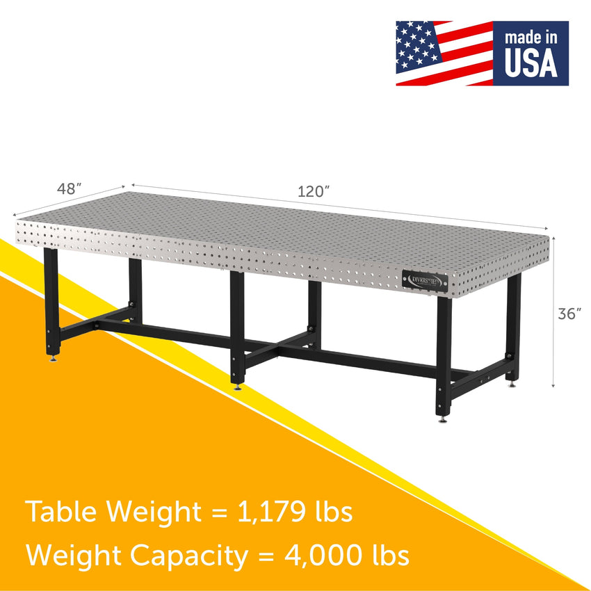 Diversified Woodcrafts Welding Table, Fixed Height, 36"H x 120"L x 48"D, Self - Leveling Feet (DIV - DMW12048) - SchoolOutlet