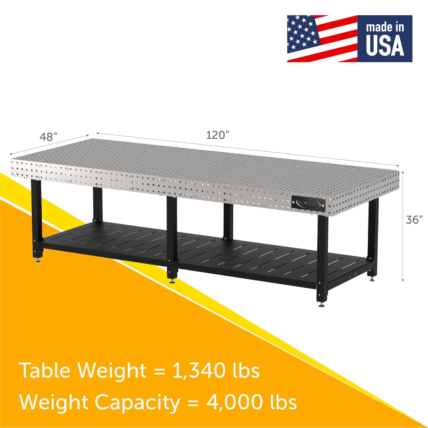 Diversified Woodcrafts Welding Table, Fixed Height, 36"H x 120"L x 48"D, Shelf, Self - Leveling Feet (DIV - DMW12048S) - SchoolOutlet