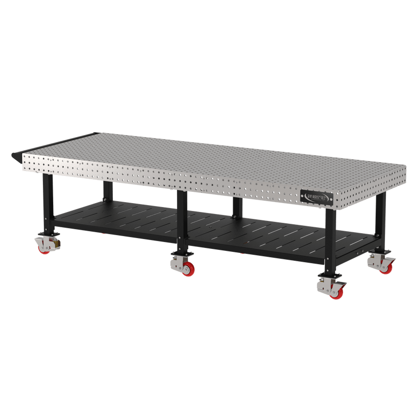 Diversified Woodcrafts Welding Table, Fixed Height, 36"H x 120"L x 48"D, Shelf, Handle, Casters (DIV - DMW12048SHC) - SchoolOutlet