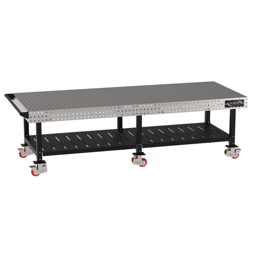 Diversified Woodcrafts Welding Table, Fixed Height, 36"H x 120"L x 48"D, Shelf, Handle, Casters (DIV - DMW12048SHC) - SchoolOutlet