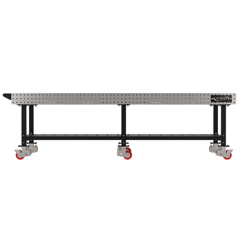 Diversified Woodcrafts Welding Table, Fixed Height, 36"H x 120"L x 48"D, Shelf, Handle, Casters (DIV - DMW12048SHC) - SchoolOutlet