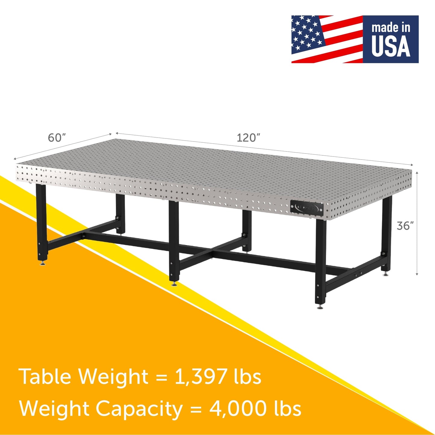 Diversified Woodcrafts Welding Table, Fixed Height, 36"H x 120"L x 60"D, Self - Leveling Feet (DIV - DMW12060) - SchoolOutlet