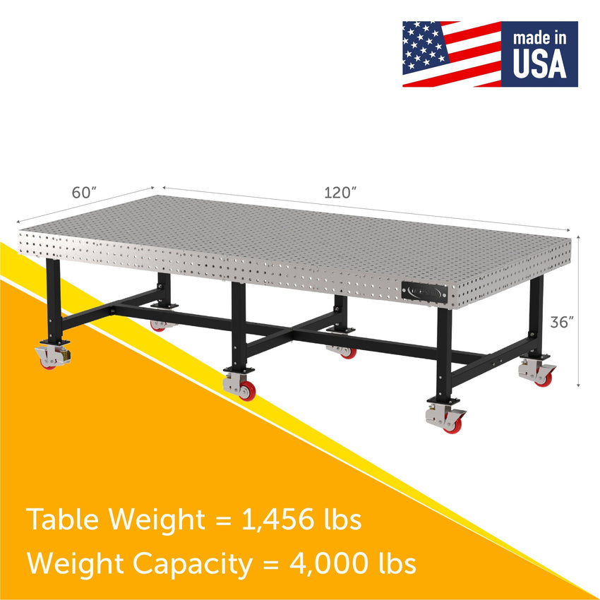 Diversified Woodcrafts Welding Table, Fixed Height, 36"H x 120"L x 60"D, Casters (DIV - DMW12060C) - SchoolOutlet
