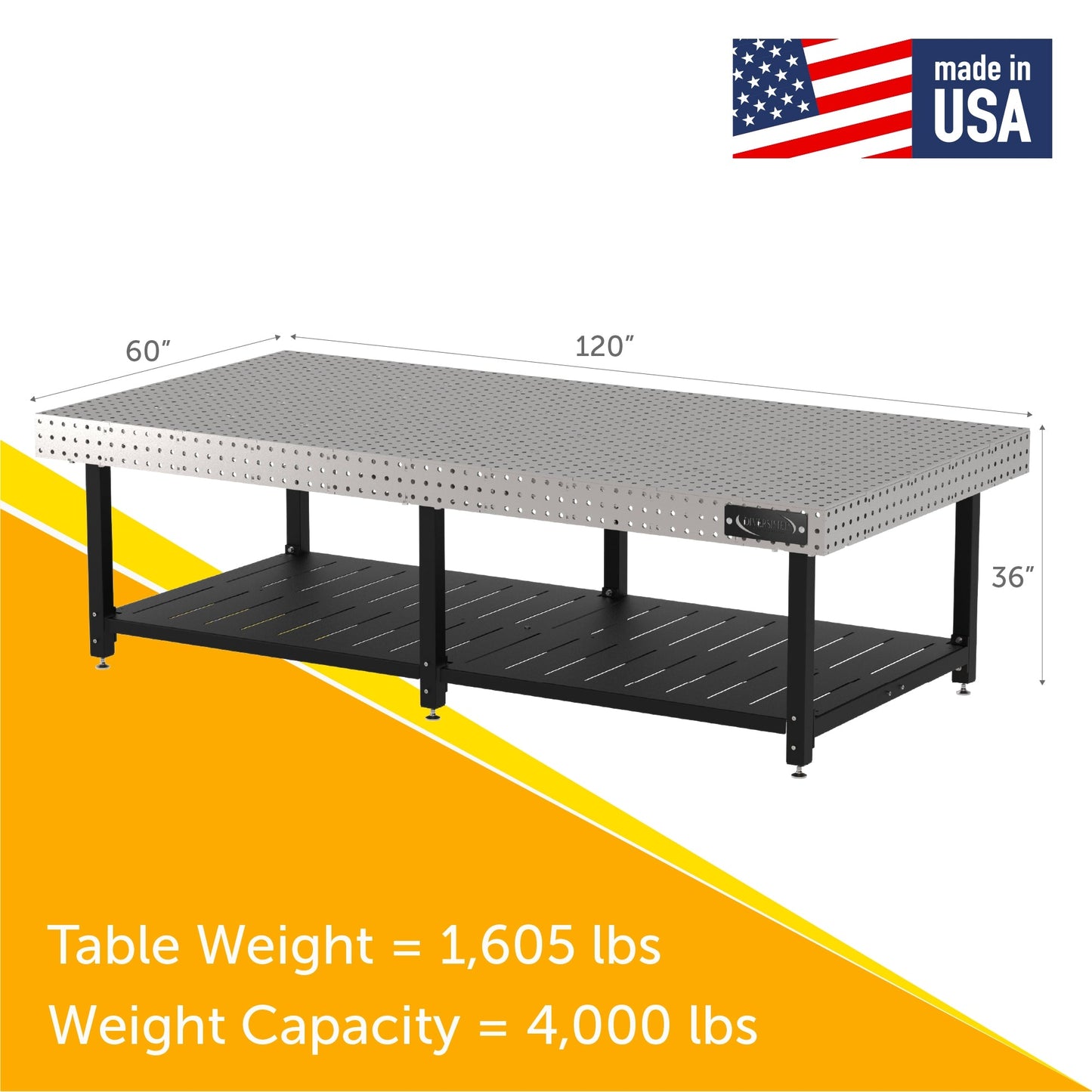 Diversified Woodcrafts Welding Table, Fixed Height, 36"H x 120"L x 60"D, Shelf, Self - Leveling Feet (DIV - DMW12060S) - SchoolOutlet
