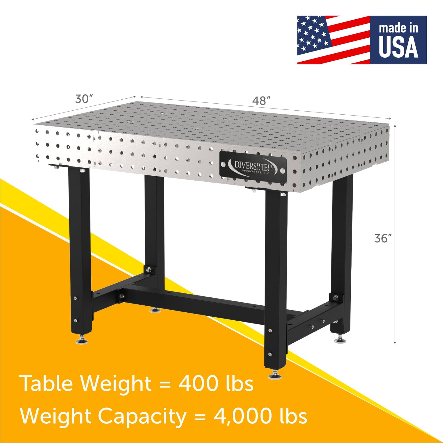 Diversified Woodcrafts Welding Table, Fixed Height, 36"H x 48"L x 30"D, Self - Leveling Feet (DIV - DMW4830) - SchoolOutlet