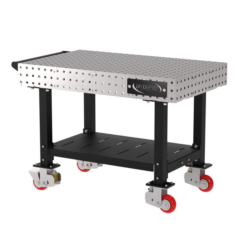 Diversified Woodcrafts Welding Table, Fixed Height, 36"H x 48"L x 30"D, 1 Shelf, Handle, Casters (DIV - DMW4830SHC) - SchoolOutlet