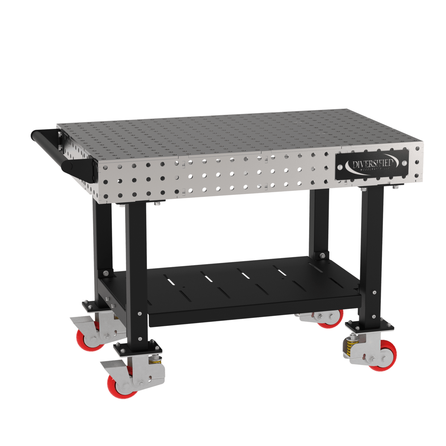 Diversified Woodcrafts Welding Table, Fixed Height, 36"H x 48"L x 30"D, 1 Shelf, Handle, Casters (DIV - DMW4830SHC) - SchoolOutlet