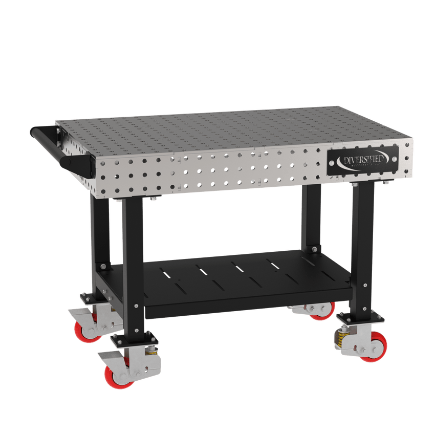 Diversified Woodcrafts Welding Table, Fixed Height, 36"H x 48"L x 30"D, 1 Shelf, Handle, Casters (DIV - DMW4830SHC) - SchoolOutlet