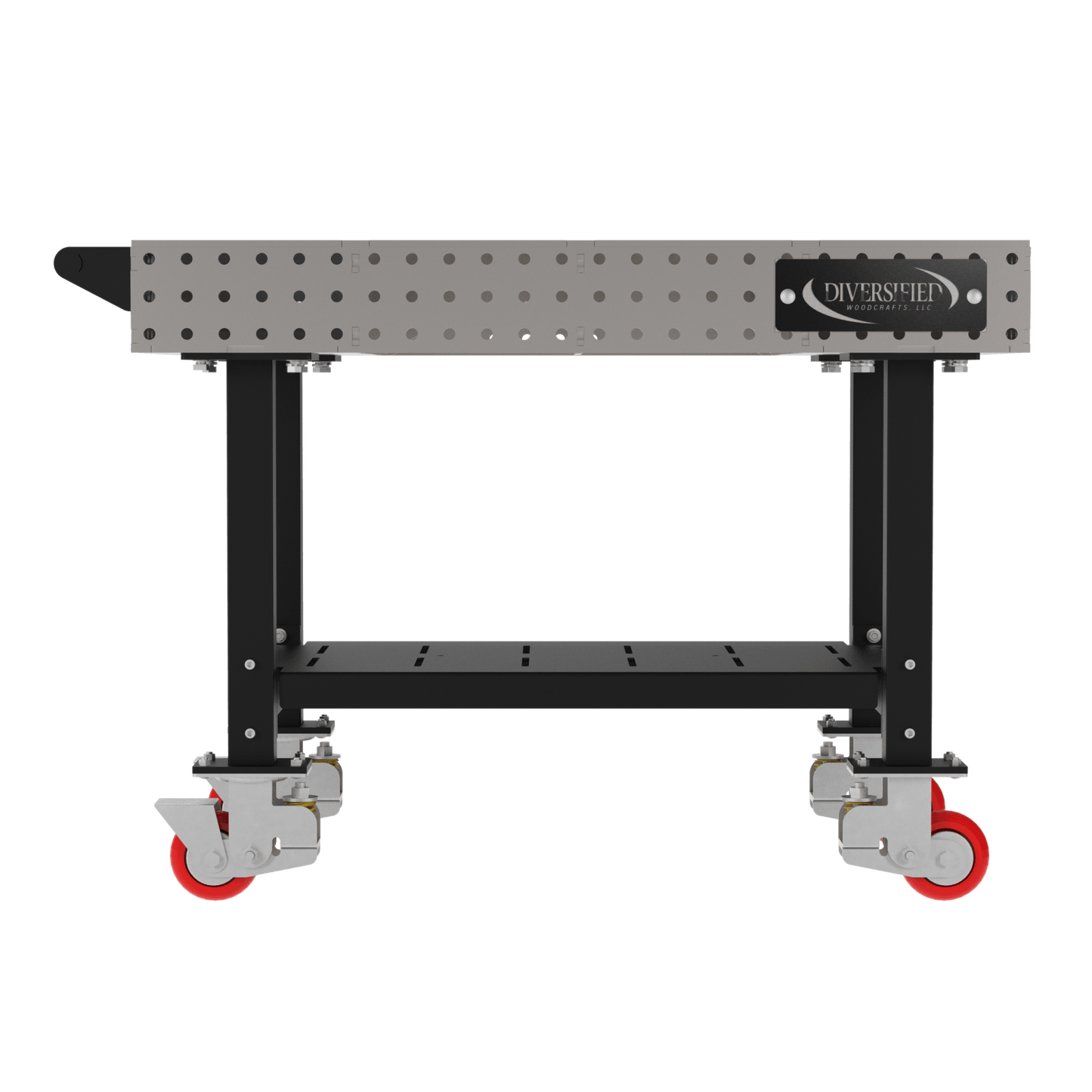 Diversified Woodcrafts Welding Table, Fixed Height, 36"H x 48"L x 30"D, 1 Shelf, Handle, Casters (DIV - DMW4830SHC) - SchoolOutlet