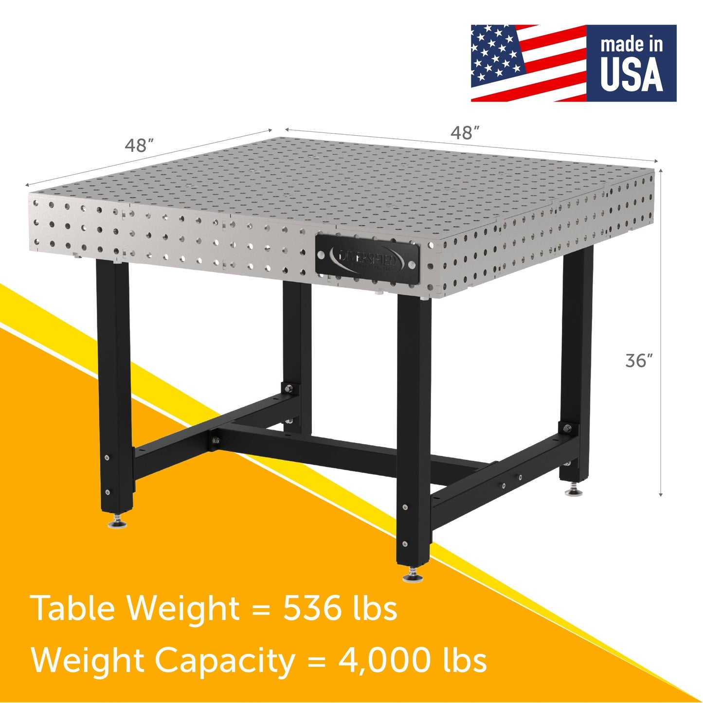 Diversified Woodcrafts Welding Table, Fixed Height, 36"H x 48"L x 48"D, Self - Leveling Feet (DIV - DMW4848) - SchoolOutlet