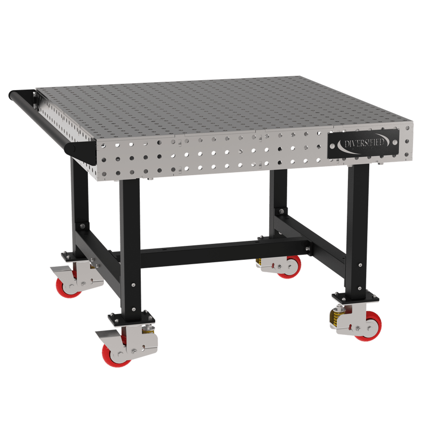 Diversified Woodcrafts Welding Table, Fixed Height, 36"H x 48"L x 48"D, 1 Handle, Casters (DIV - DMW4848HC) - SchoolOutlet