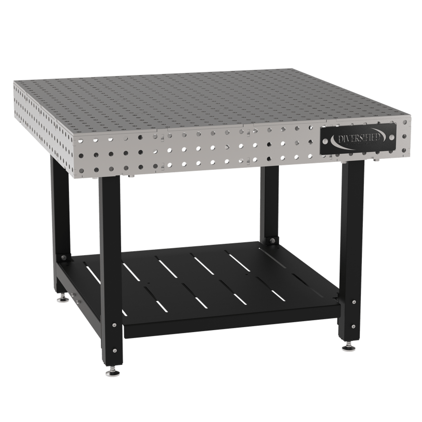 Diversified Woodcrafts Welding Table, Fixed Height, 36"H x 48"L x 48"D, 1 Shelf, Self - Leveling Feet (DIV - DMW4848S) - SchoolOutlet