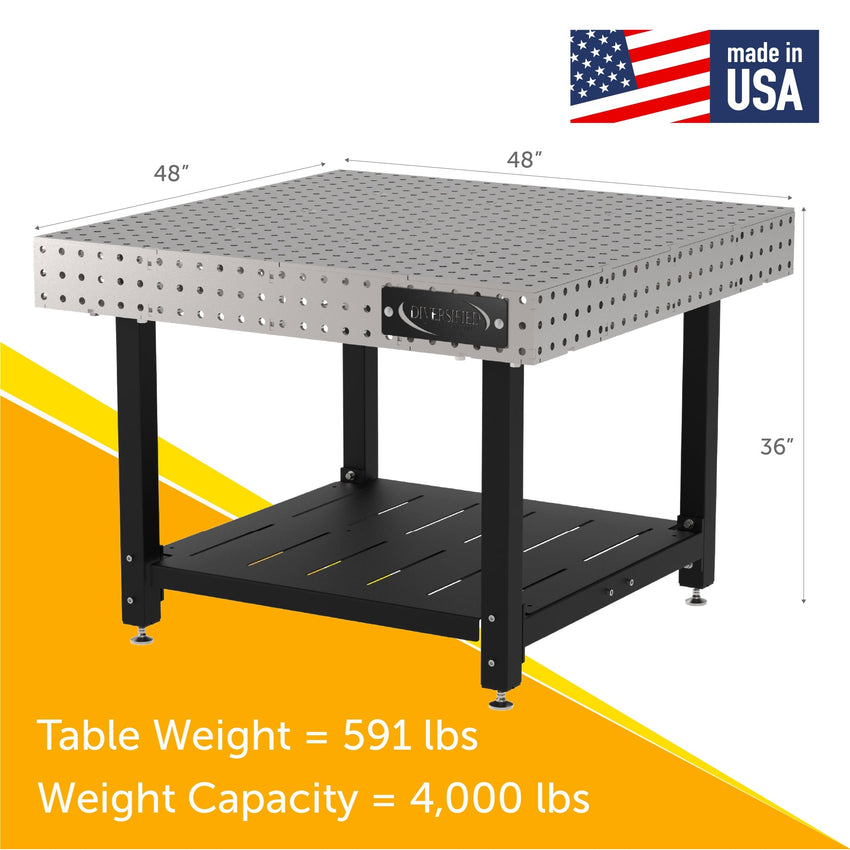 Diversified Woodcrafts Welding Table, Fixed Height, 36"H x 48"L x 48"D, 1 Shelf, Self - Leveling Feet (DIV - DMW4848S) - SchoolOutlet