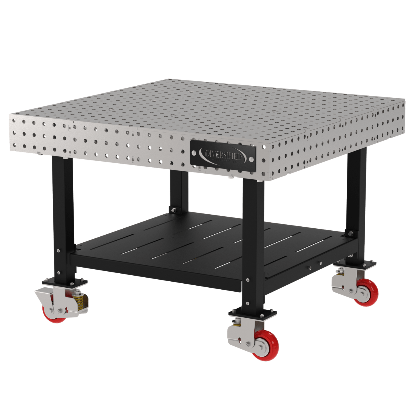 Diversified Woodcrafts Welding Table, Fixed Height, 36"H x 48"L x 48"D, 1 Shelf, Casters (DIV - DMW4848SC) - SchoolOutlet