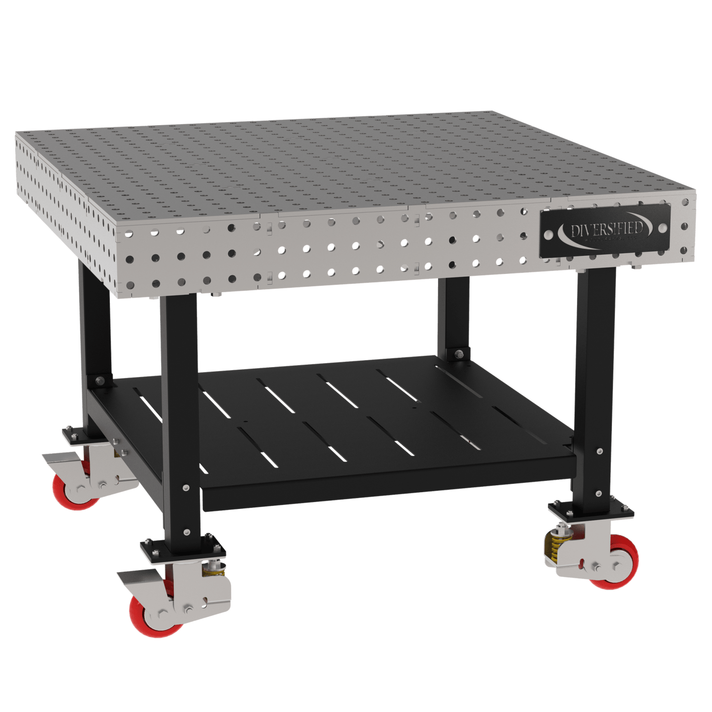 Diversified Woodcrafts Welding Table, Fixed Height, 36"H x 48"L x 48"D, 1 Shelf, Casters (DIV - DMW4848SC) - SchoolOutlet