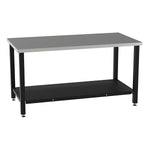 Diversified Woodcrafts Metal Fabrication Prep Table with Carbon Steel Top, Bottom Shelf & Self-Leveling Glides 60