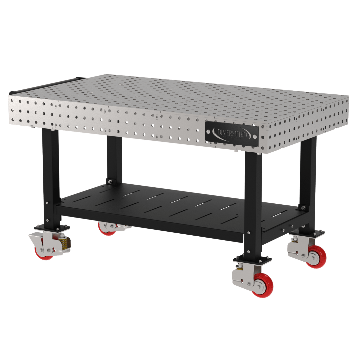 Diversified Woodcrafts Welding Table, Fixed Height, 36"H x 60"L x 36"D, 1 Shelf, Handle, Casters (DIV - DMW6036SHC) - SchoolOutlet