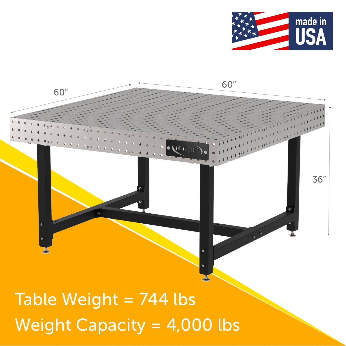 Diversified Woodcrafts Welding Table, Fixed Height, 36"H x 60"L x 60"D, Self - Leveling Feet (DIV - DMW6060) - SchoolOutlet