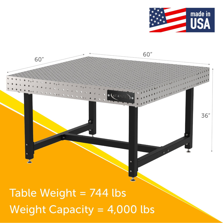 Diversified Woodcrafts Welding Table, Fixed Height, 36"H x 60"L x 60"D, Self - Leveling Feet (DIV - DMW6060) - SchoolOutlet