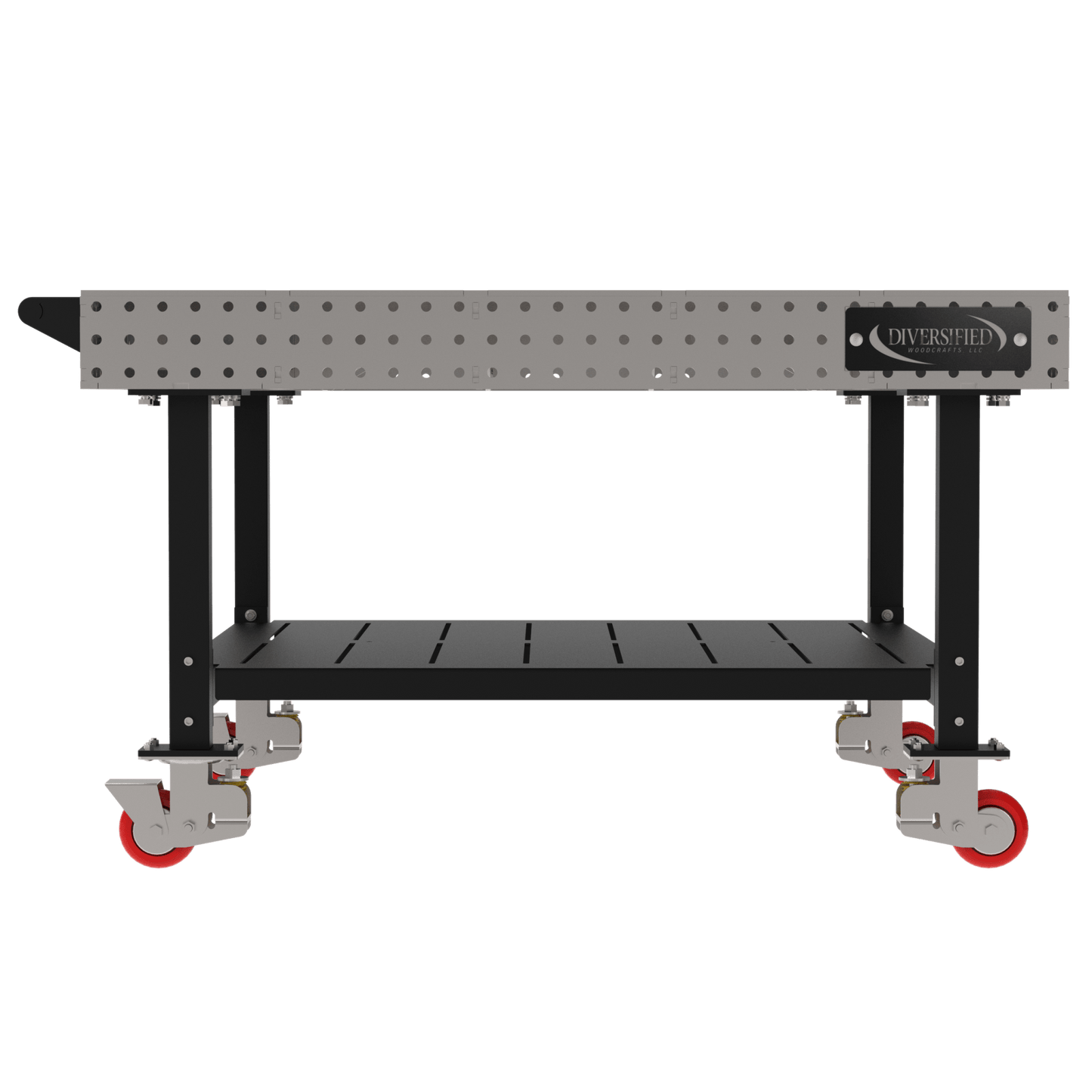 Diversified Woodcrafts Welding Table, Fixed Height, 36"H x 60"L x 60"D, 1 Shelf, Handle, Casters (DIV - DMW6060SHC) - SchoolOutlet