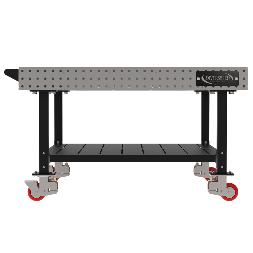 Diversified Woodcrafts Welding Table, Fixed Height, 36"H x 60"L x 60"D, 1 Shelf, Handle, Casters (DIV - DMW6060SHC) - SchoolOutlet