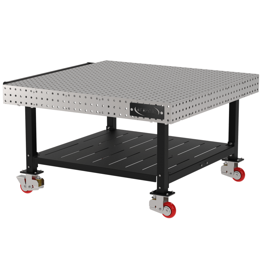 Diversified Woodcrafts Welding Table, Fixed Height, 36"H x 60"L x 60"D, 1 Shelf, Handle, Casters (DIV - DMW6060SHC) - SchoolOutlet