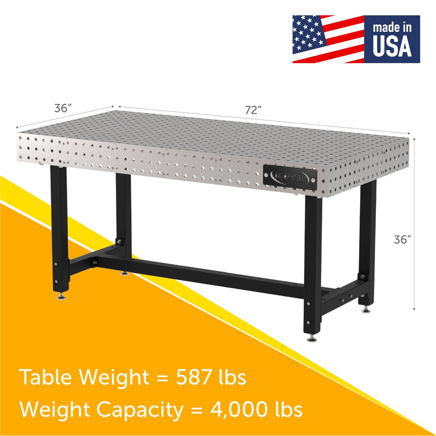 Diversified Woodcrafts Welding Table, Fixed Height, 36"H x 72"L x 36"D, Self - Leveling Feet (DIV - DMW7236) - SchoolOutlet
