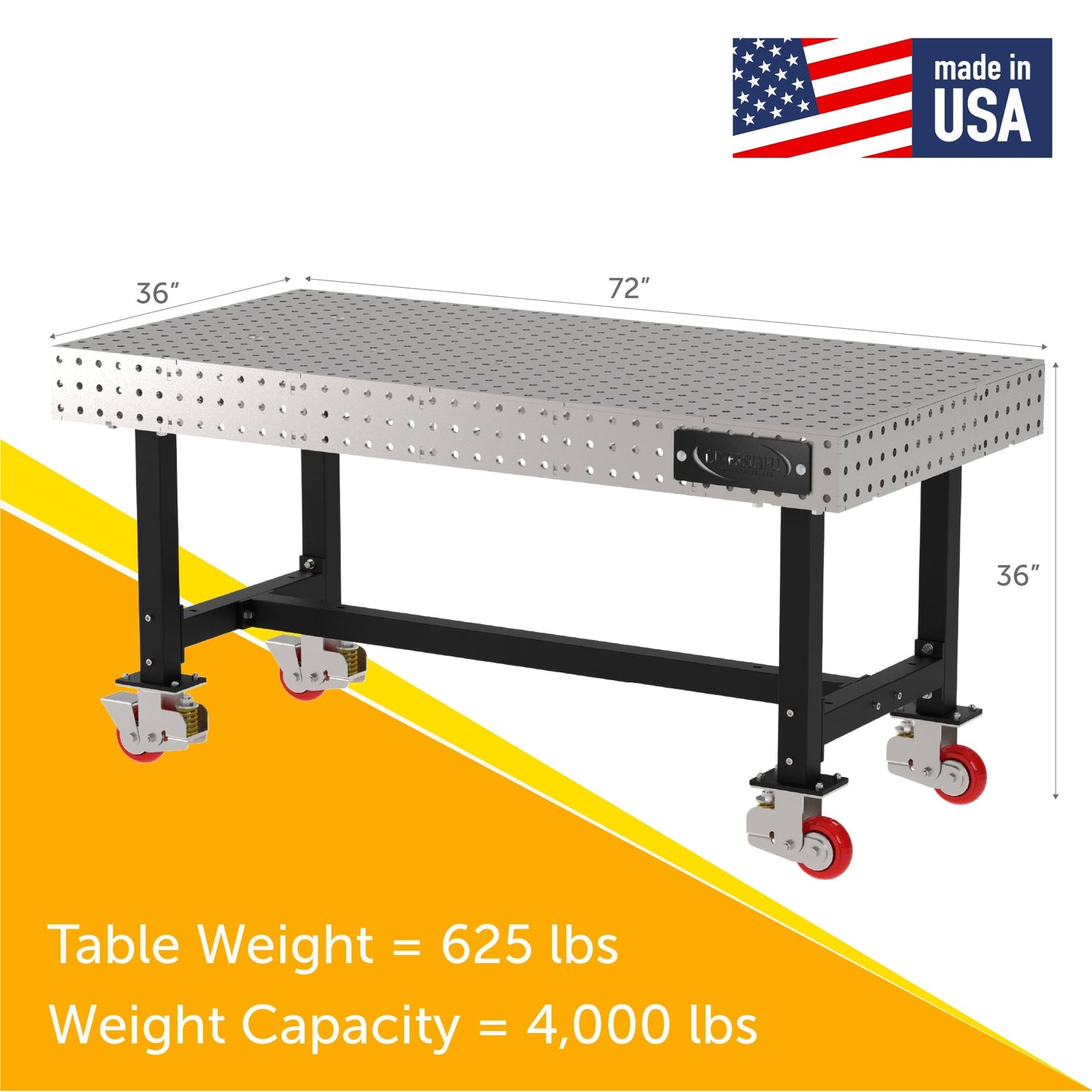 Diversified Woodcrafts Welding Table, Fixed Height, 36"H x 72"L x 36"D, Casters (DIV - DMW7236C) - SchoolOutlet