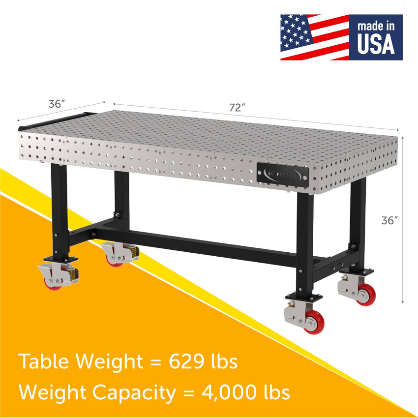 Diversified Woodcrafts Welding Table, Fixed Height, 36"H x 72"L x 36"D, 1 Handle, Casters (DIV - DMW7236HC) - SchoolOutlet
