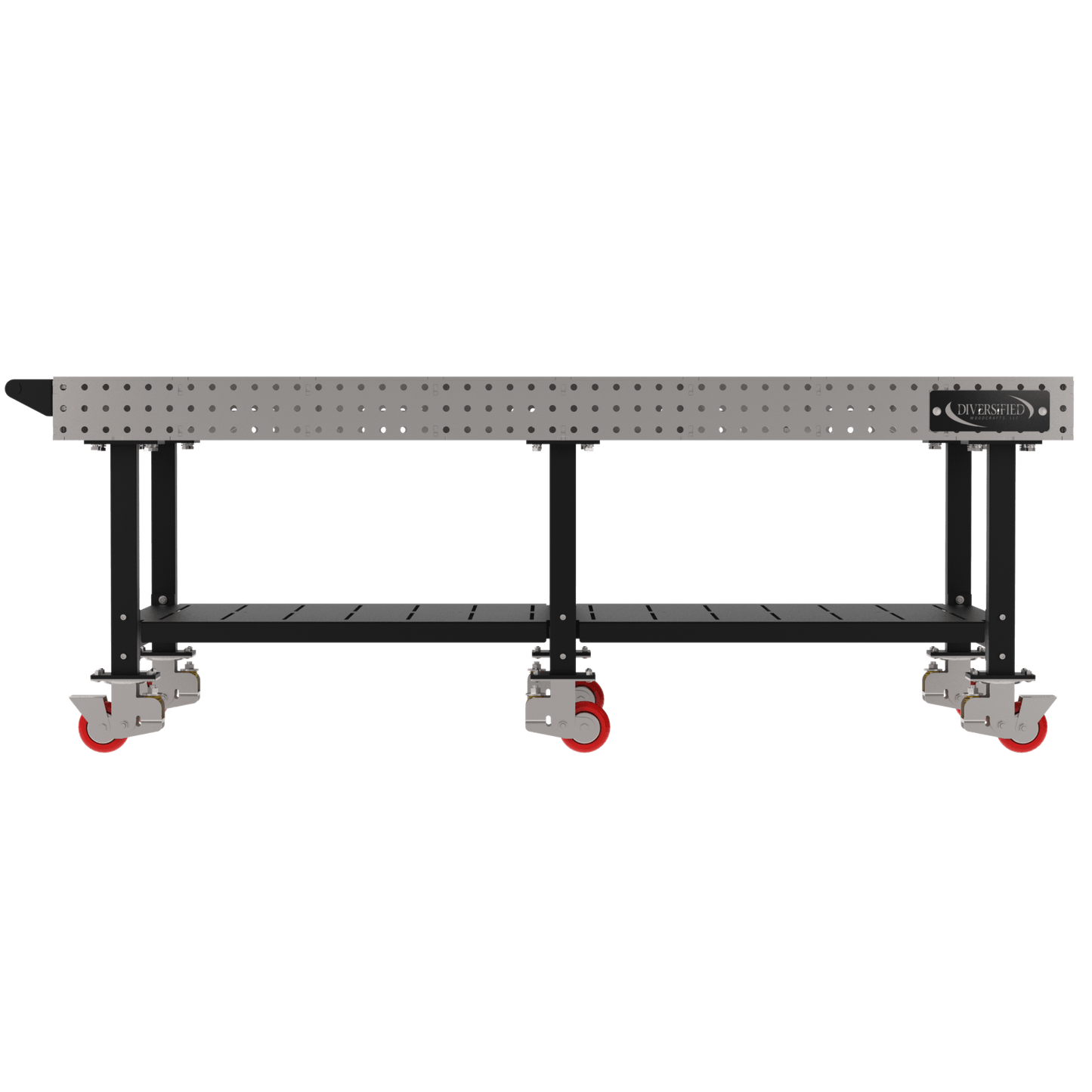 Diversified Woodcrafts Welding Table, Fixed Height, 36"H x 96"L x 48"D, Shelf, Handle, Casters (DIV - DMW9648SHC) - SchoolOutlet