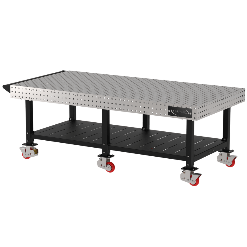 Diversified Woodcrafts Welding Table, Fixed Height, 36"H x 96"L x 48"D, Shelf, Handle, Casters (DIV - DMW9648SHC) - SchoolOutlet