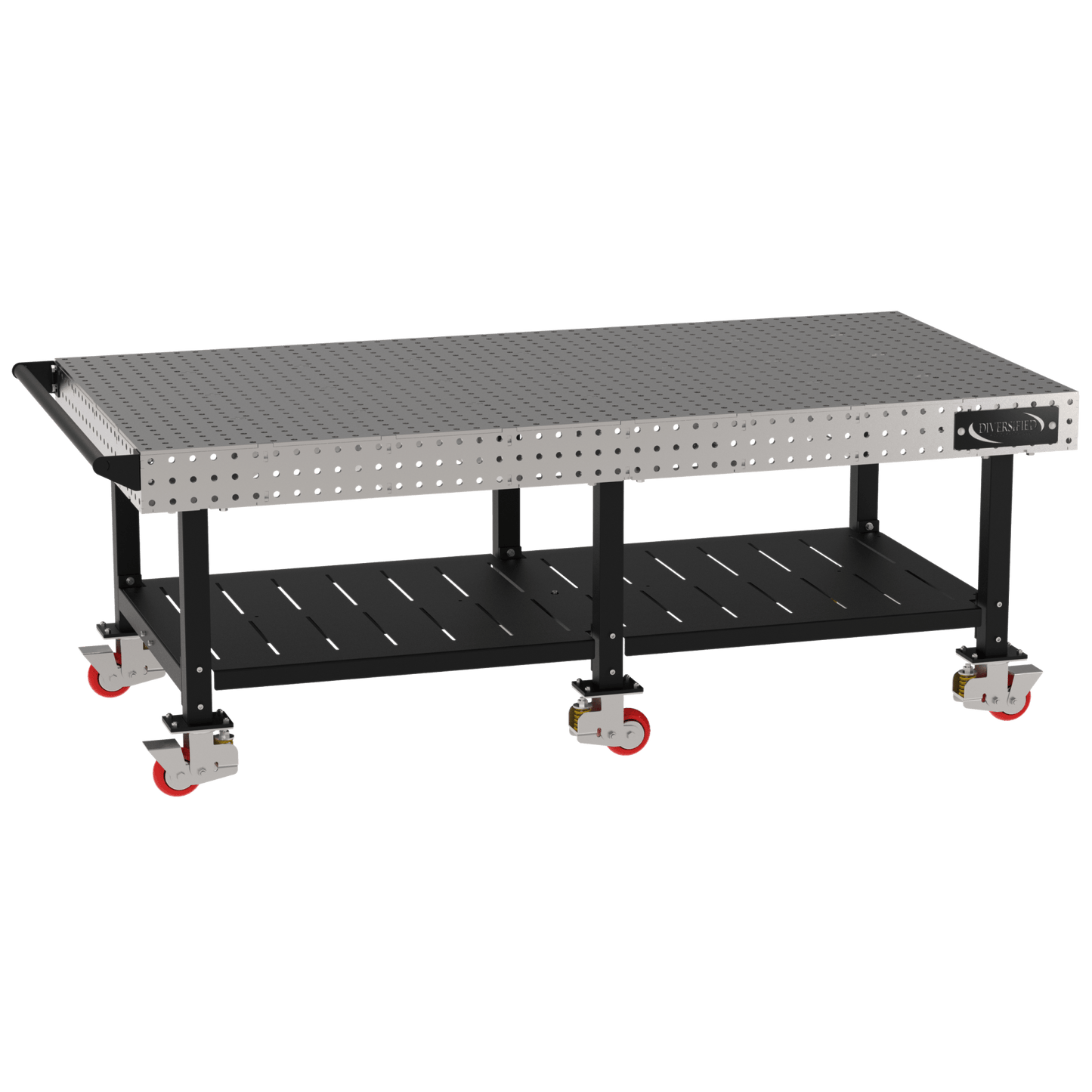 Diversified Woodcrafts Welding Table, Fixed Height, 36"H x 96"L x 48"D, Shelf, Handle, Casters (DIV - DMW9648SHC) - SchoolOutlet