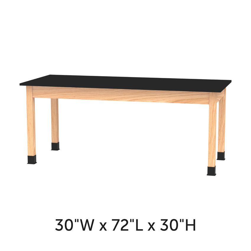 Fuerza School Classroom Science Lab Table 72" W x 30" D Oak Legs Plywood Apron (FZA-SCITBL7230) - SchoolOutlet