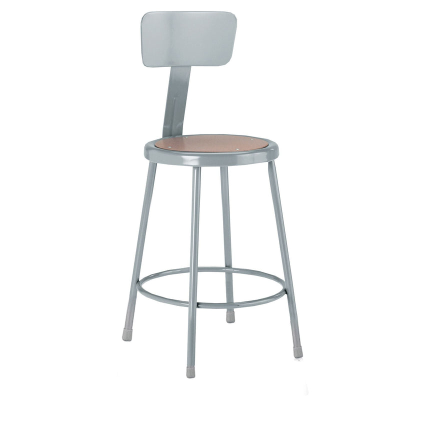 Diversified Woodcrafts Apprentice Stool with Backrest Heavy-Duty Industrial Welded Metal 18"H (DIV-S-18B) - SchoolOutlet
