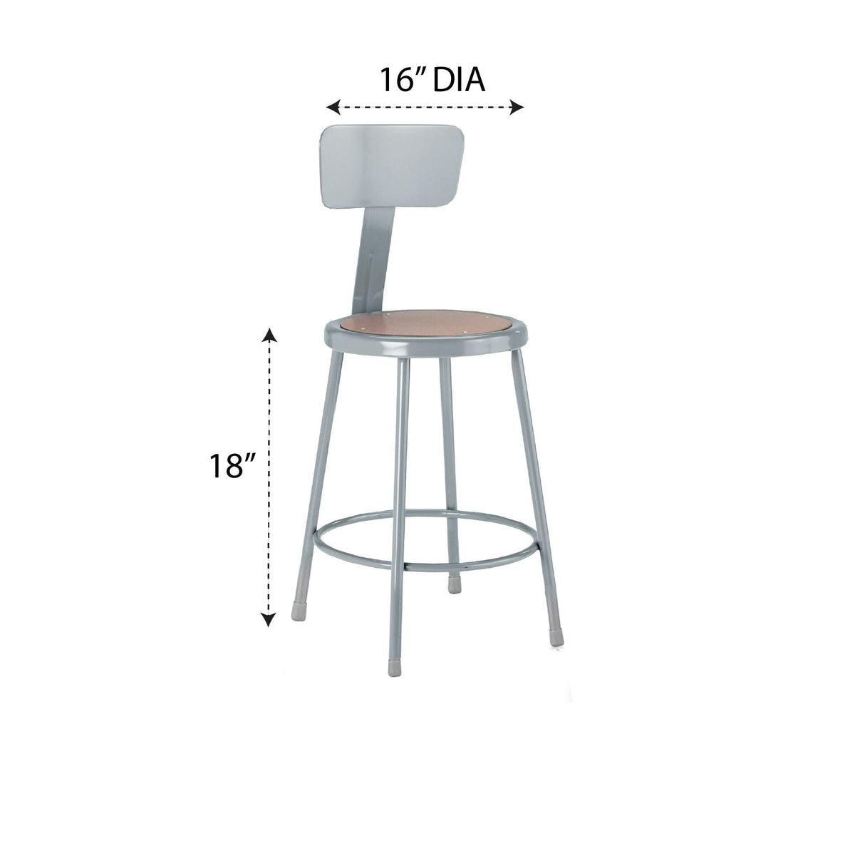 Diversified Woodcrafts Apprentice Stool with Backrest Heavy-Duty Industrial Welded Metal 18"H (DIV-S-18B) - SchoolOutlet