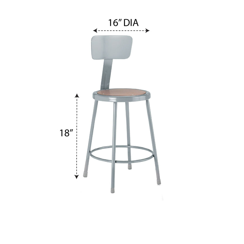 Diversified Woodcrafts Apprentice Stool with Backrest Heavy-Duty Industrial Welded Metal 18"H (DIV-S-18B) - SchoolOutlet