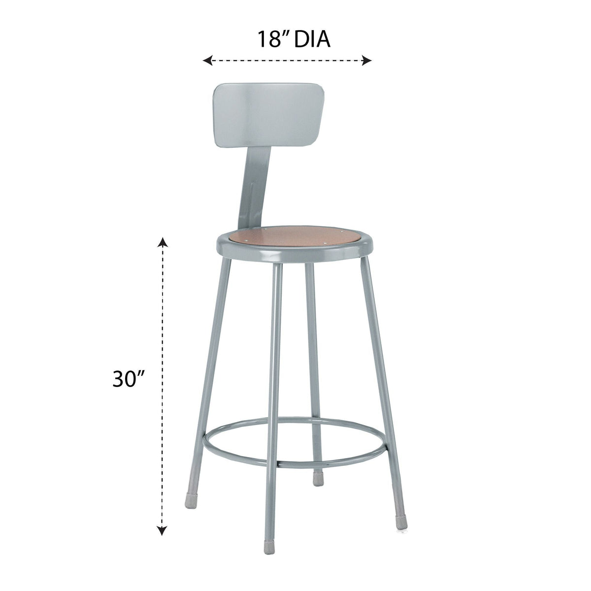 Diversified Woodcrafts Apprentice Stool with Backrest Heavy-Duty Industrial Welded Metal 30"H (DIV-S-30B) - SchoolOutlet
