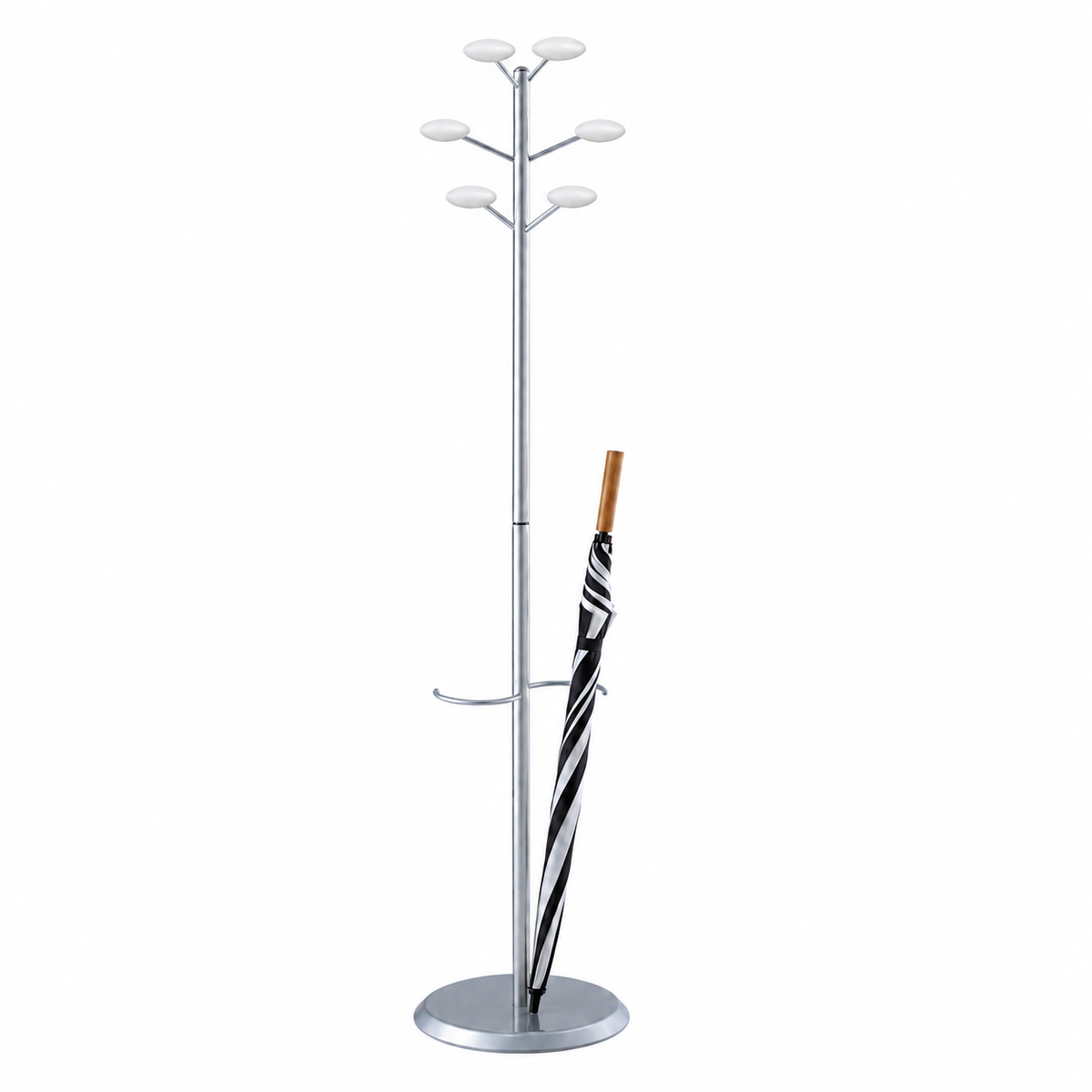 Magnuson Architectural Steel Coat Tree with 6 Wood Knobs 15"W x 15"D x 67"H (MAG-MET)