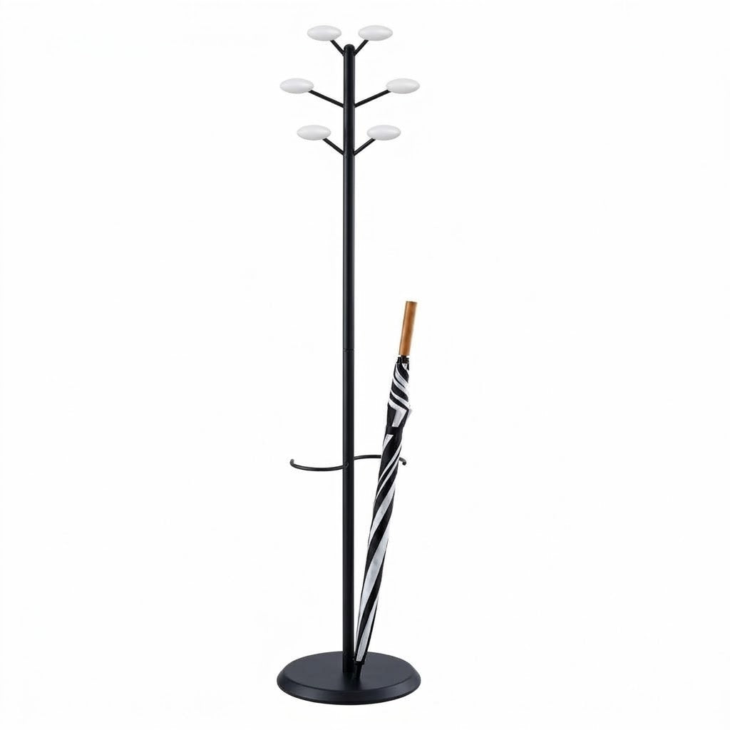 Magnuson Architectural Steel Coat Tree with 6 Wood Knobs 15"W x 15"D x 67"H (MAG-MET)