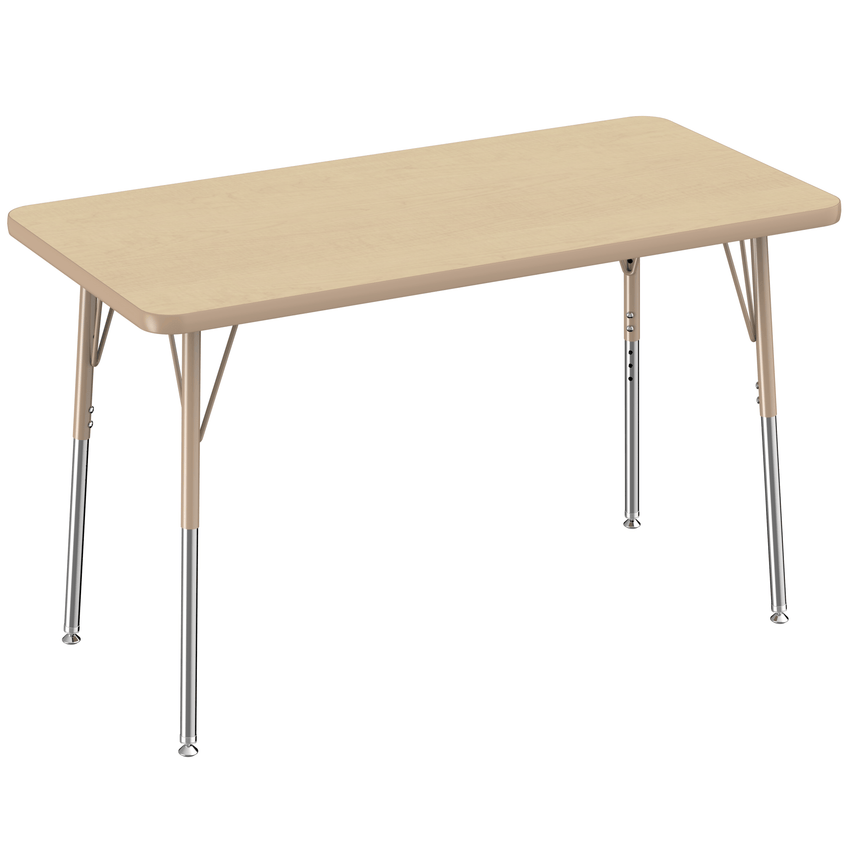 FDP 24" x 48" Rectangle T - Molding Activity Table with Adjustable Standard Swivel Glide Legs (FDP - 10007 - XX) - SchoolOutlet