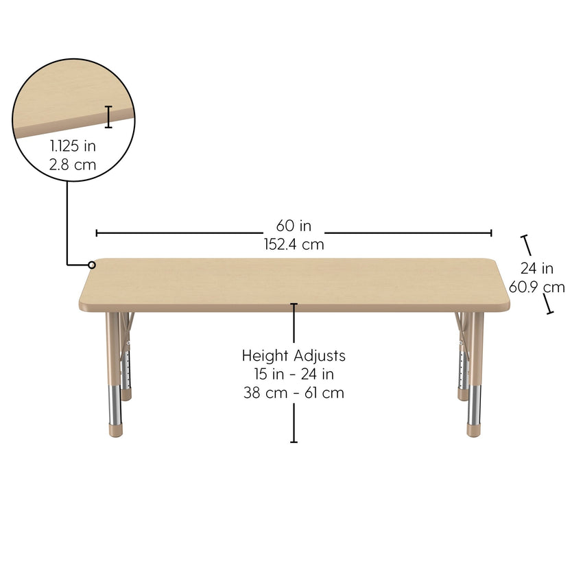FDP 24" x 60" Rectangle T - Molding Activity Table with Adjustable Chunky Legs (FDP - 10013 - XX) - SchoolOutlet