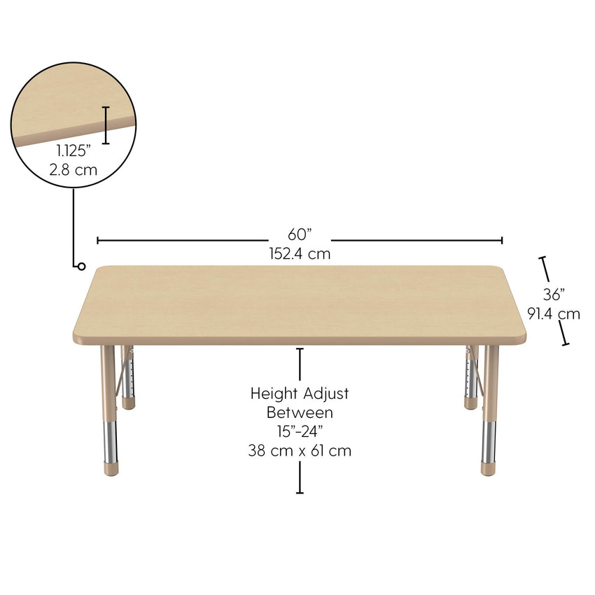 FDP 36" x 60" Rectangle T - Molding Activity Table with Adjustable Chunky Legs (FDP - 10033 - XX) - SchoolOutlet