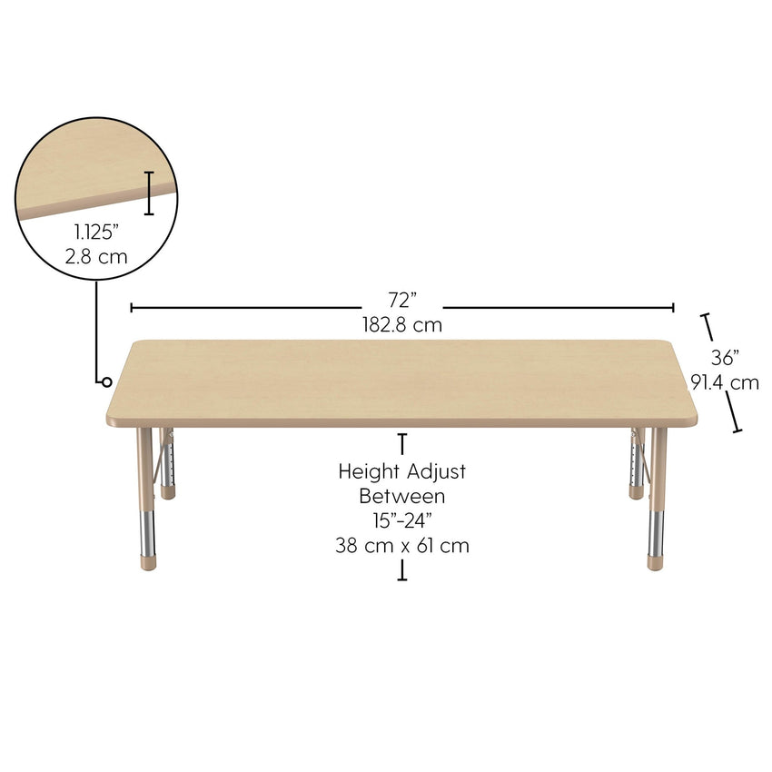FDP 36" x 72" Rectangle T - Molding Activity Table with Adjustable Chunky Legs (FDP - 10037 - XX) - SchoolOutlet