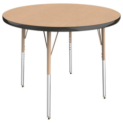 FDP 36" Round T-Molding Activity Table with Adjustable Standard Swivel Glide Legs (FDP-10039-XX)