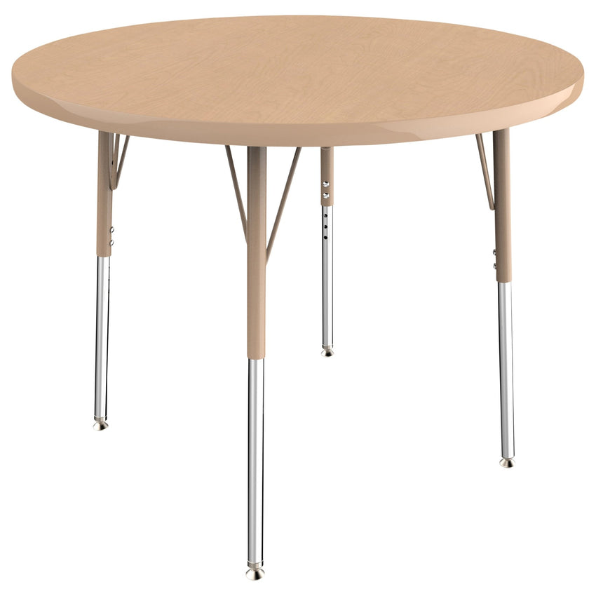 FDP 36" Round T - Molding Activity Table with Adjustable Standard Swivel Glide Legs (FDP - 10039 - XX) - SchoolOutlet